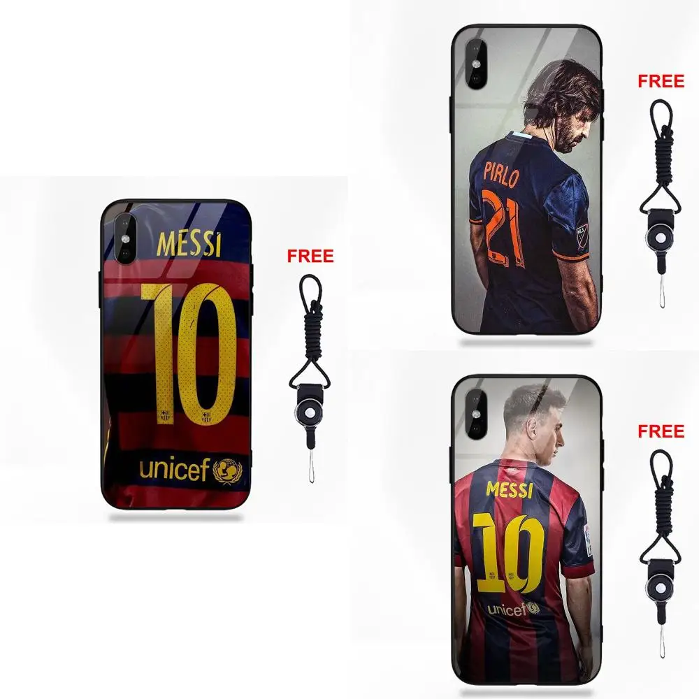 

Omdnwd Messi Jersey For Apple iPhone 5 5C 5S SE 6 6S 7 8 Plus X XS Max XR Soft TPU Frame+Tempered Glass Cell Phone Case Cover