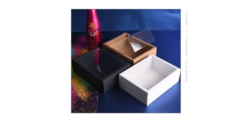 10 шт складная крафт-бумага коробка с прозрачное ПВХ окошко Подарочная коробка Упаковка коробка подарочная коробка Cajas de коробка