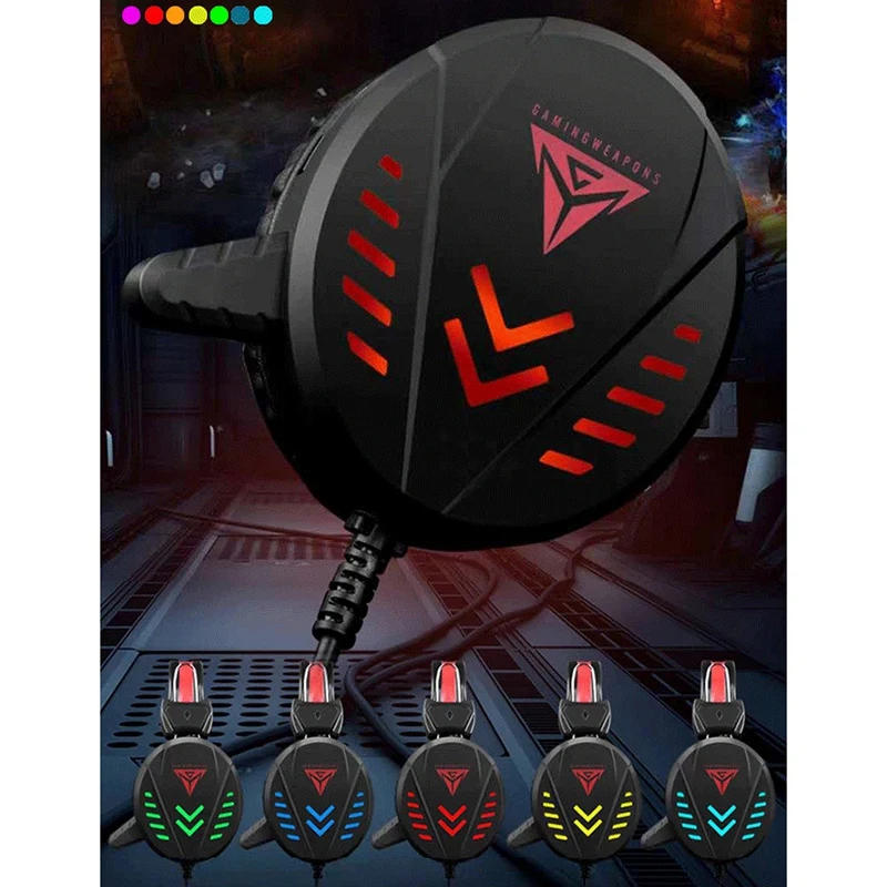 Stereo Gaming Headset for PS4 PC Noise Cancelling over Ear Headphones with LED Light Bass Surround Soft Memory Earmuffs