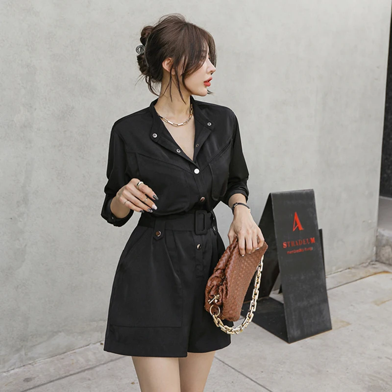 new arrival comfortable work style playsuits high quality temperamental solid office lady vintage elegant cute playsuits