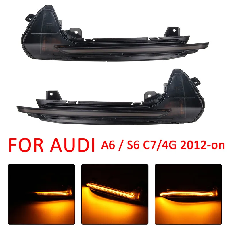 

1Pair Car Side Wing Rearview Mirror Blinker Indicator LED Dynamic Turn Signal Light For Audi A6 / S6 C7/4G 2012-on