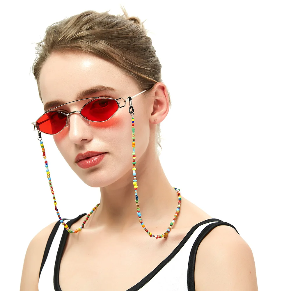 Fashion Glasses Chain Women Metal Sunglasses Cords Colorful Beaded Eyeglass Lanyard Hold Straps Eyewear Retainer | Аксессуары для