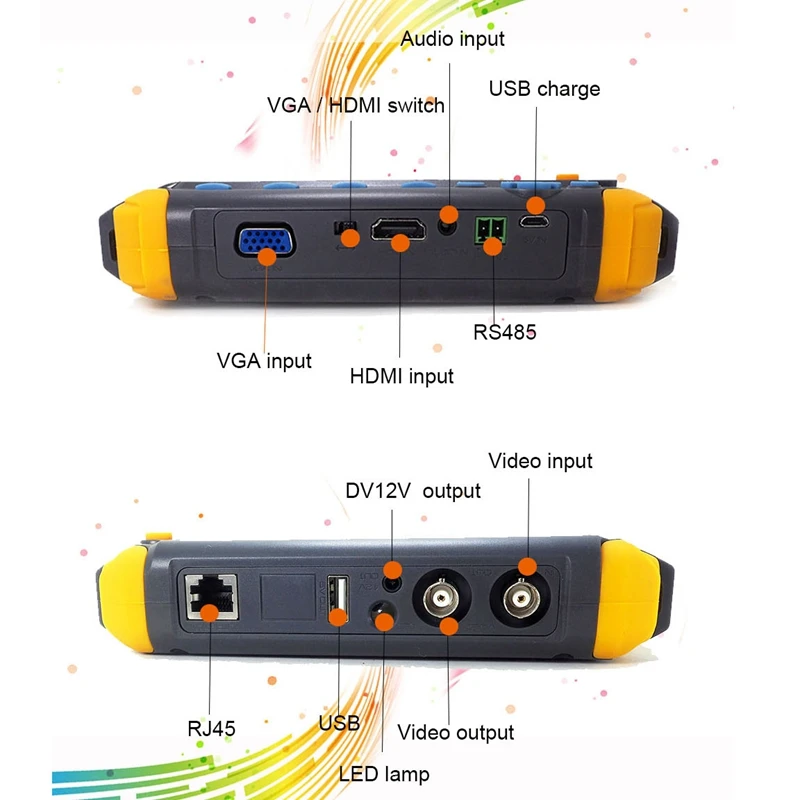  5 Inch Tft Lcd Hd 5Mp Tvi Ahd Cvi Cvbs Analog Security Camera Tester Monitor In One Cctv Tester Vga
