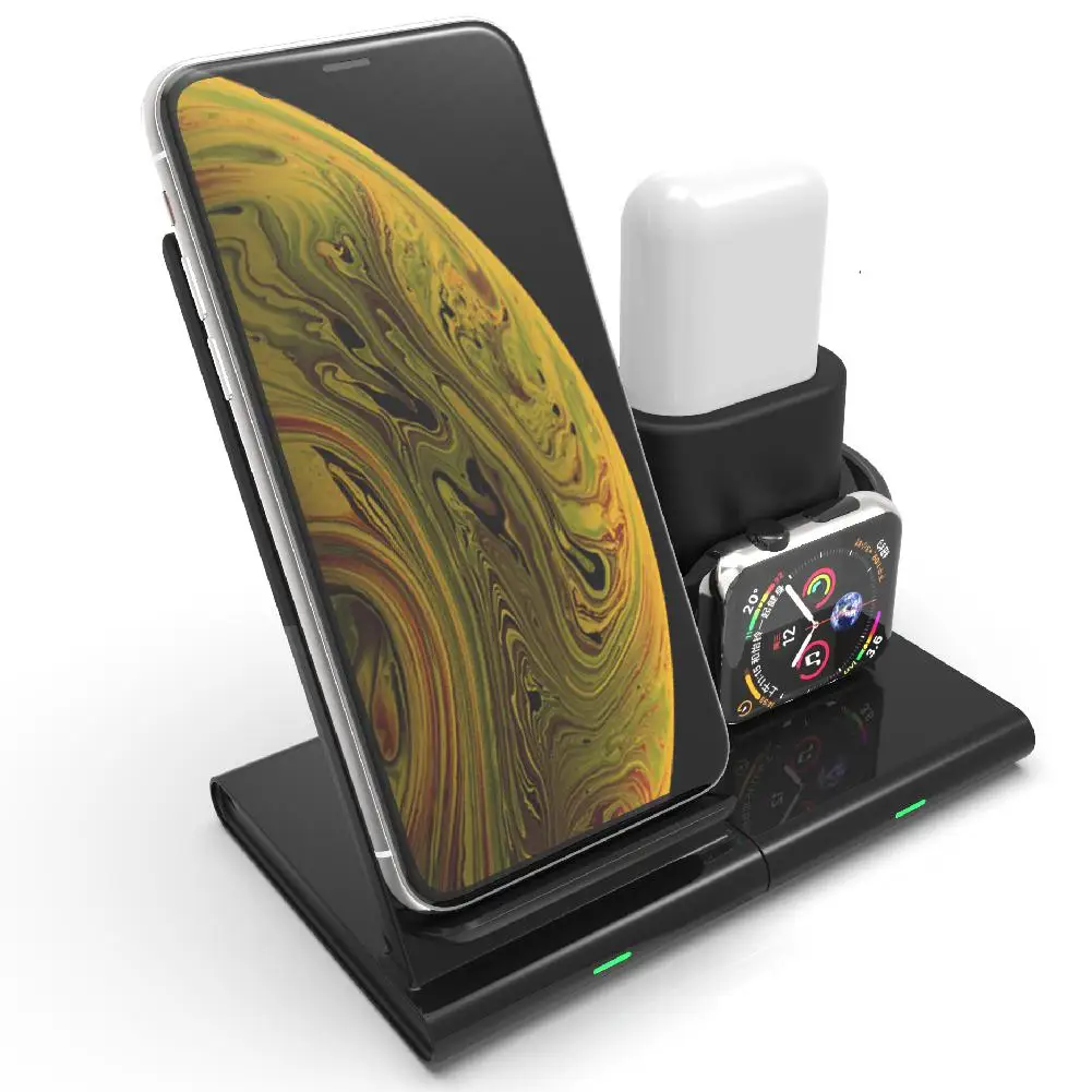 3 в 1 беспроводная зарядная подставка для iPhone XS Max samsung S9 S8 S7 Apple Watch быстрая док