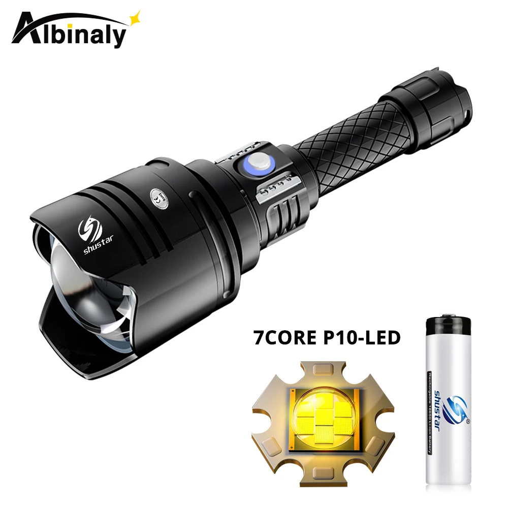 Senter Led Super Terang Dengan 7 Inti P10 Lampu Led Bead Dukungan Zoom Zoom 4 Mode Pencahayaan Tahan Air Ekspedisi Lampu Senter Obor Aliexpress