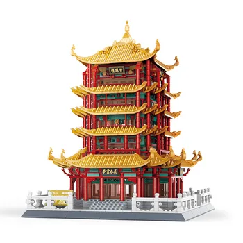 

Chinese City Street Yellow Crane Tower Building Blocks 2912Pcs Street View Brick Construct DIY Model Toys As Gift For Children