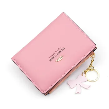 

Short Purse Small Soild Color Women Wallets Zipper PU Leather Coin Pocket Wallet Credit Card Holder Girls Moneybags