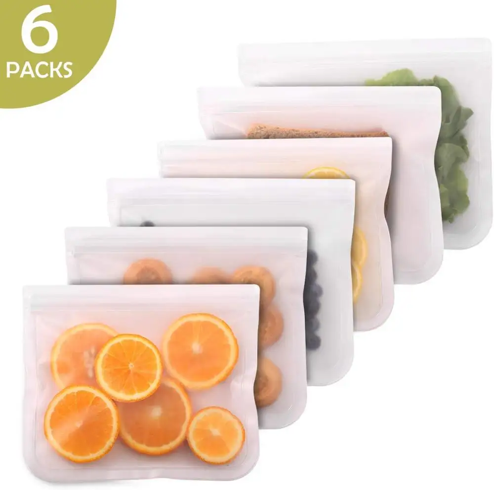 

Reusable Sandwich bags 6 pcs PEVA Reusable storage bags BRA Free Leakproof Freezer Ziplock Bag