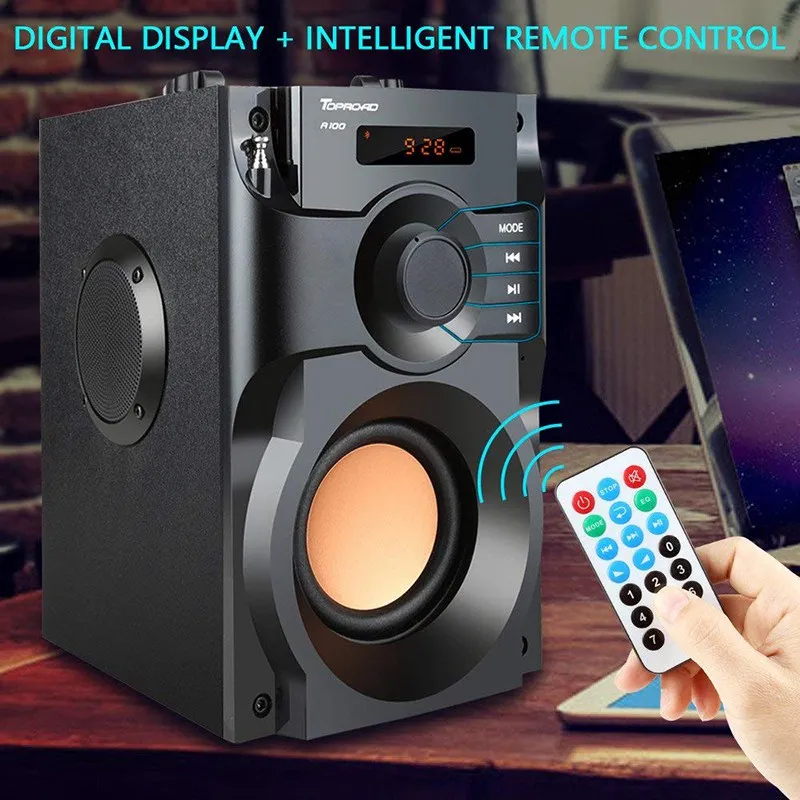 TOP Bluetooth Speaker 10W Subwoofer Heavy Bass Wireless Outdoor Speaker MP3 Player FM Radio TF Card for Party Phone Computer