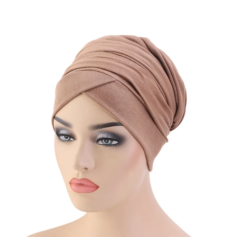 Женский хлопковый головной убор шапки длинный платок головной убор тюрбан soild Warp Hair тюрбан в африканском стиле женские аксессуары для волос