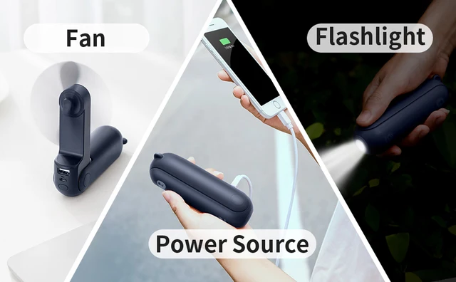 Gadgetoo Jisulife F8X Mini Fan Portable Fan 4800Mah Rechargeable Fan With Power Bank And Flashlight Function (Life 8 Plus)