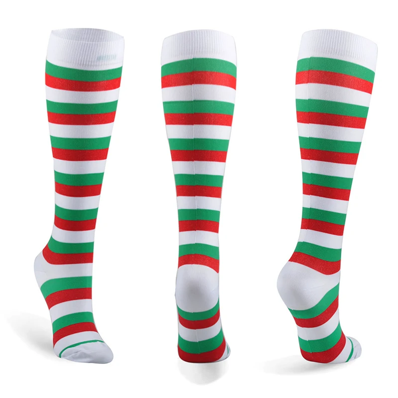 Компрессионные носки для мужчин и женщин подходят для бега полета Путешествия Спорт бег Футбол Велоспорт носки Модные забавные рождественские чулки