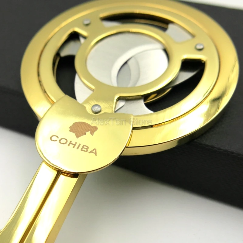 COHIBA благородный нержавеющей стали тройным лезвием кубинские сигары ножницы острые Staright резки сигар Золотой W/Подарочная коробка торговля