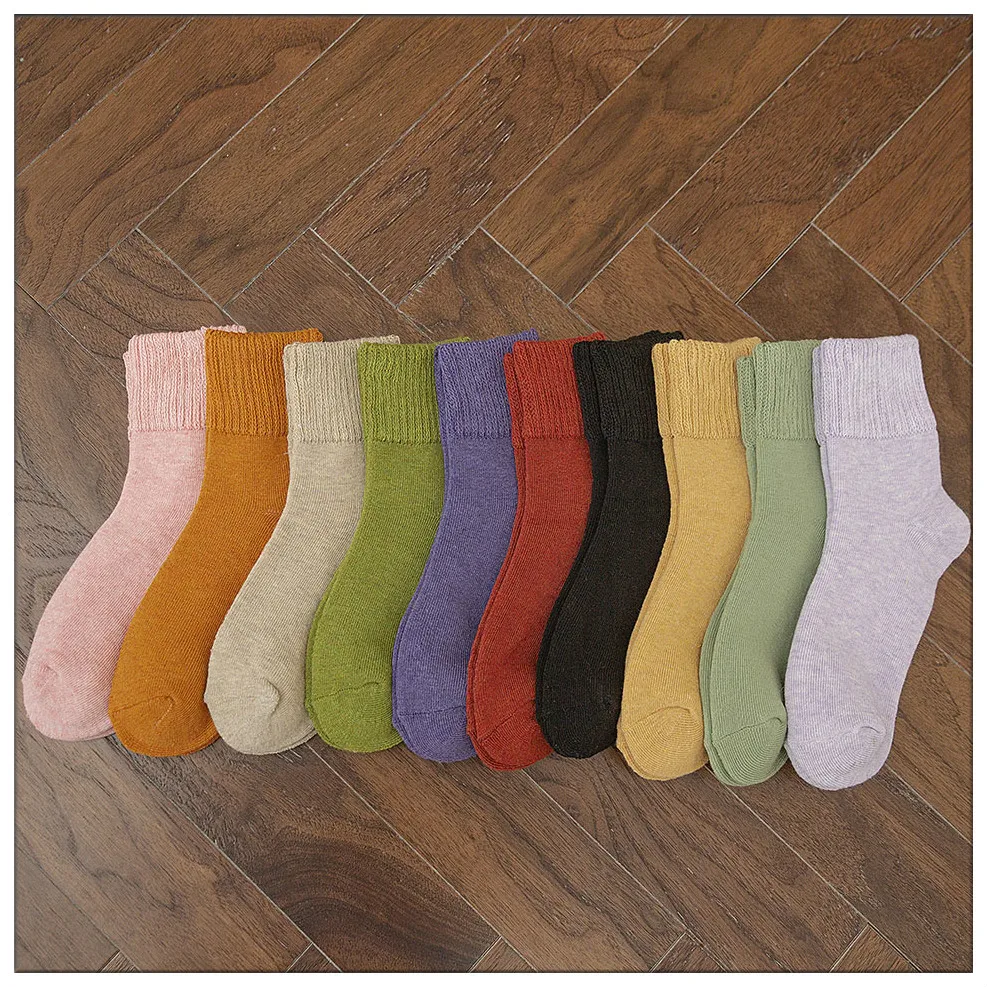 Женские зимние толстые теплые шерстяные носки модные брендовые хлопковые цветные толстые высококачественные кашемировые носки 10 пар
