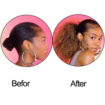 AISIBEAUTY Afro Kinky Curly Hair Extension Drawstring Puff Ponytail Synthetic Clip in Pony Tail  African American Hair Extension 4