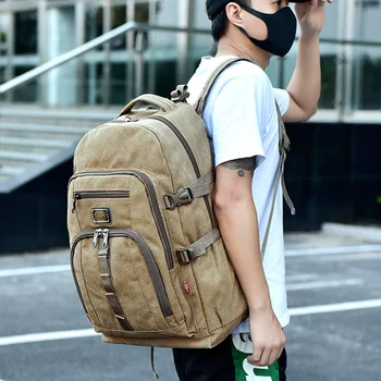 

Casual Canvas Hiking Storage Travel Sports Mountaineering Cycling Large Capacity Outdoor Backpack Camping Zipper Climbing