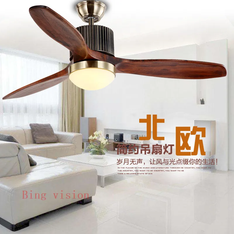Светодиодный потолочный вентилятор для гостиной, 220 В, деревянные потолочные вентиляторы с подсветкой, 52 дюймовые лопатки, охлаждающий вентилятор, дистанционный вентилятор, лампа