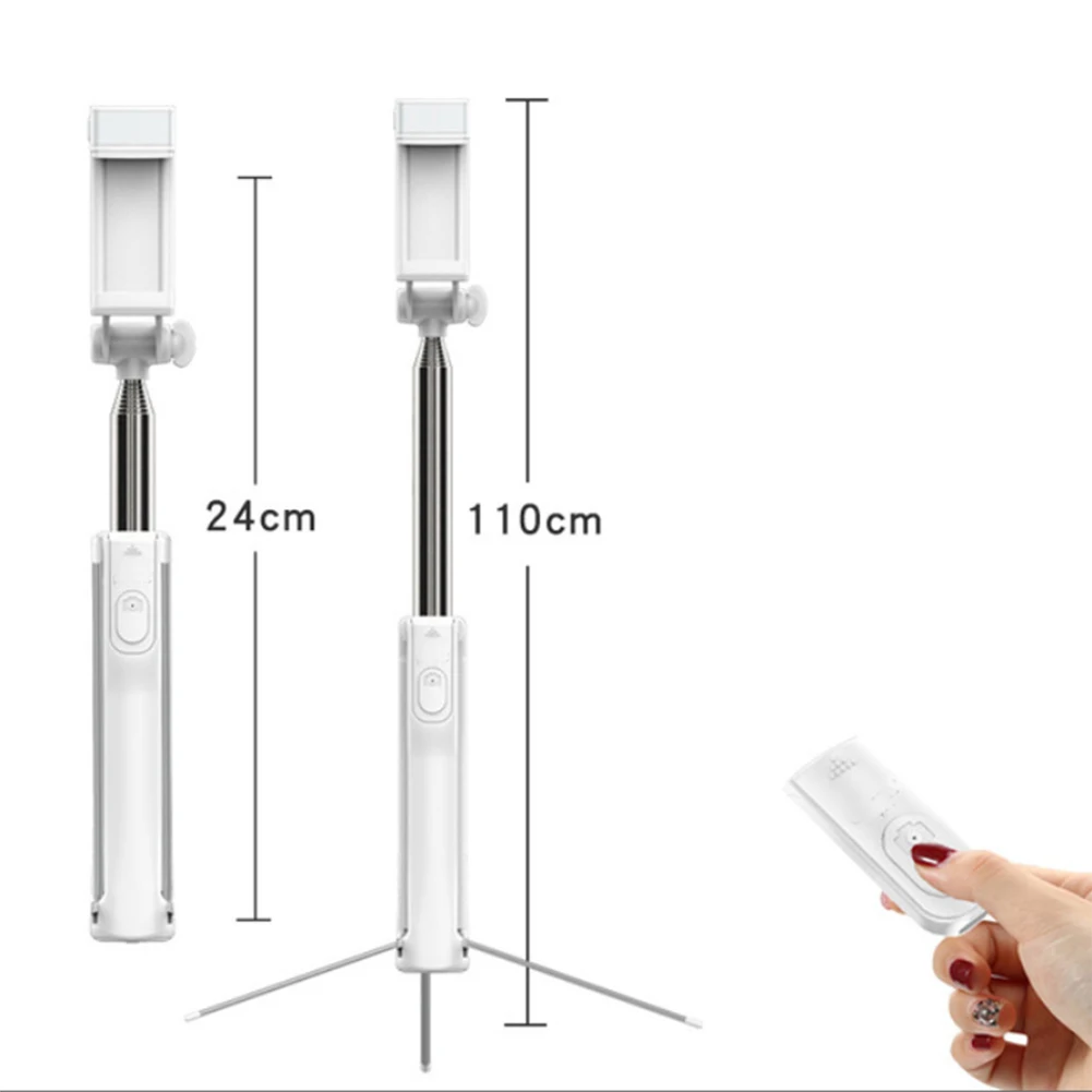white-110cm Выдвижная селфи палка штатив с Bluetooth пульт дистанционного спуска затвора заполняющий свет для iPhone samsung IJS998 - Цвет: white-110cm
