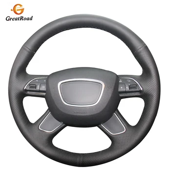 

Hand-stitched Black Genuine leather Car Steering Wheel Cover for Audi A4 (B8) A6 (C7) A7 A8 A8 L Allroad Q5 2013-2017 Q7