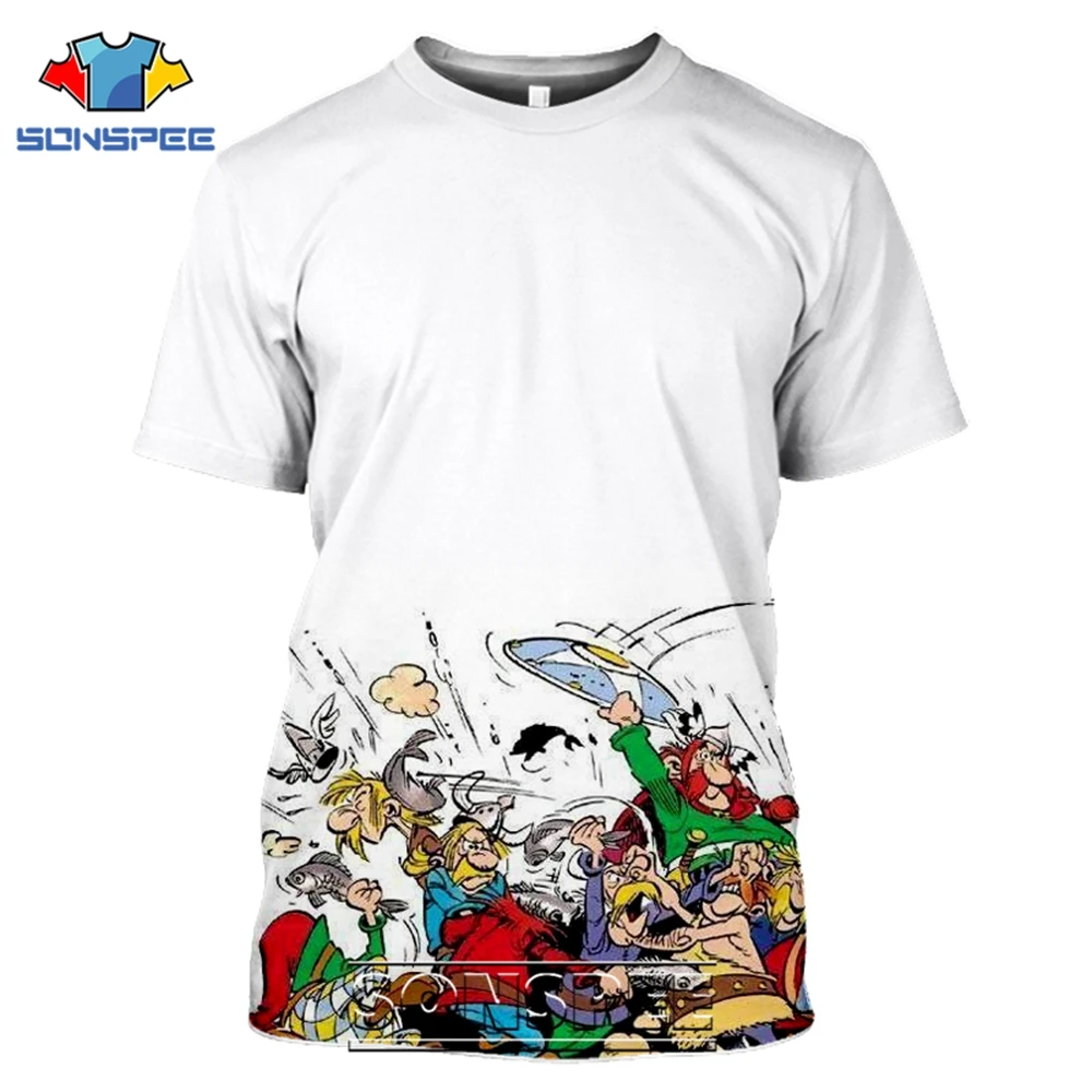 SONSPEE 3D Print Asterix And Obelix T-shirts Men Women Casual Hip Hop Short Sleeve Streetwear Vintage Cartoon Tees Tops Shirt (15)