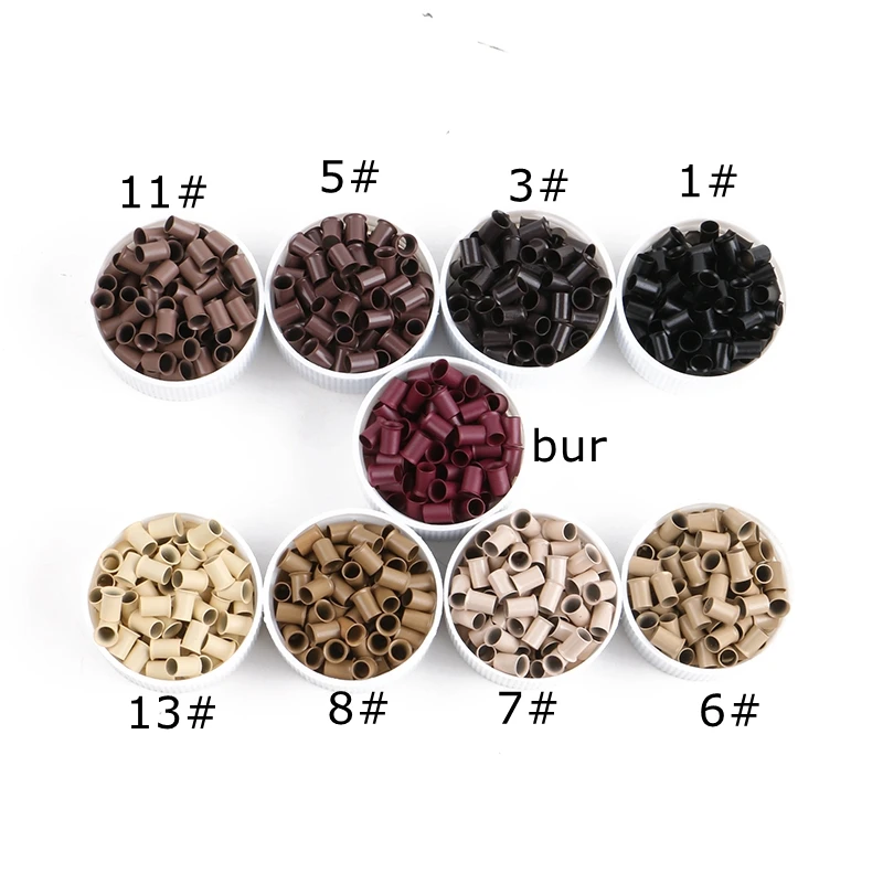 4036*6mm 500pcs 긴 유로 잠금 플레어 플레어 마이크로 구리 튜브 반지 비즈 링크 인간의 머리카락 확장 도구