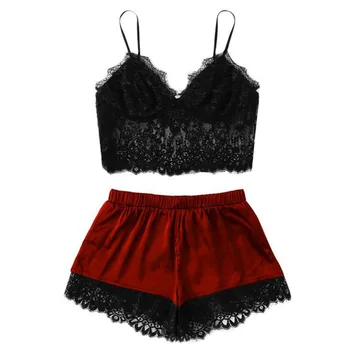 

Women Lingerie Sleepwear Set Lady Velvet Pajama Suit Sexy Temptation Babydoll Nightwear Clothes Cami Top And Shorts New Arrivals