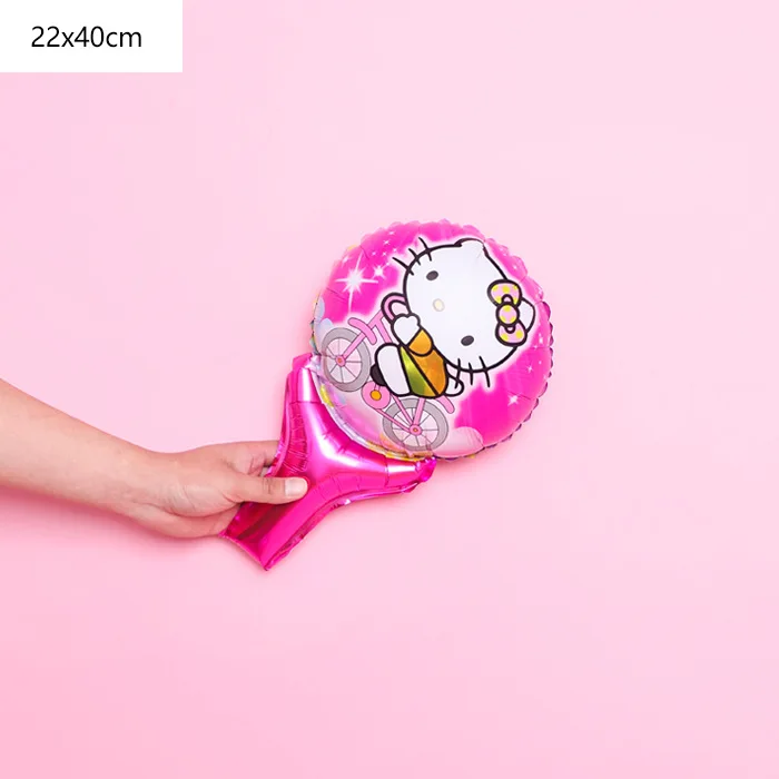 Мультфильм hello kitty алюминиевые воздушные шары для украшения вечеринок детский день рождения свадебное украшение игрушки алюминиевый шар - Цвет: Handheld rod riding