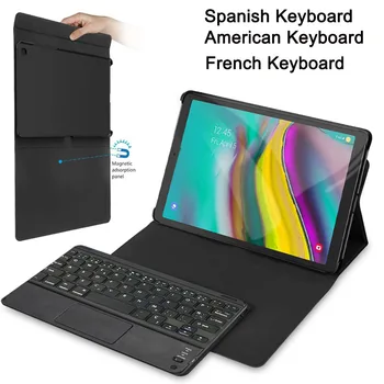 

Touchpad Keyboard For Samsung Galaxy Tab S5e 10.5 inch Bluetooth French/Spanish Keyboard with Leather Case Set Protective Case