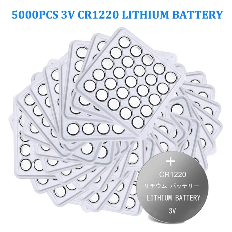 5000pcs 3v 3 Volt CR1220 CR 1220 Button Coin cells Batteries Lithium pilas  For Toy Calculator Watch DL1220 BR1220 ECR1220