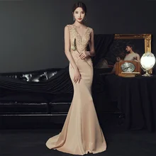 

V Neck Mermaid Netting Applique Bridesmaid Dresses Beading Wedding Party Evening Formal Prom Birthday Floor Length Zipper