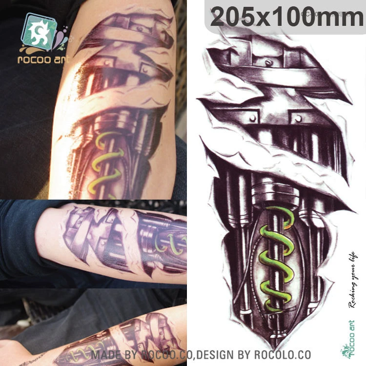 Waterproof Temporary Tattoo Sticker Big Size 5 10cm 3d Robot Arm Tatto Stickerss Flash Tatoo Fake Tattoos For Men Temporary Tattoos Aliexpress