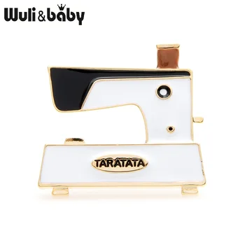 

Wuli&baby 3-Color Enamel Sewing Machine Brooches Women Alloy Classic New Design Banquet Party Brooch Pins New Year's Gifts