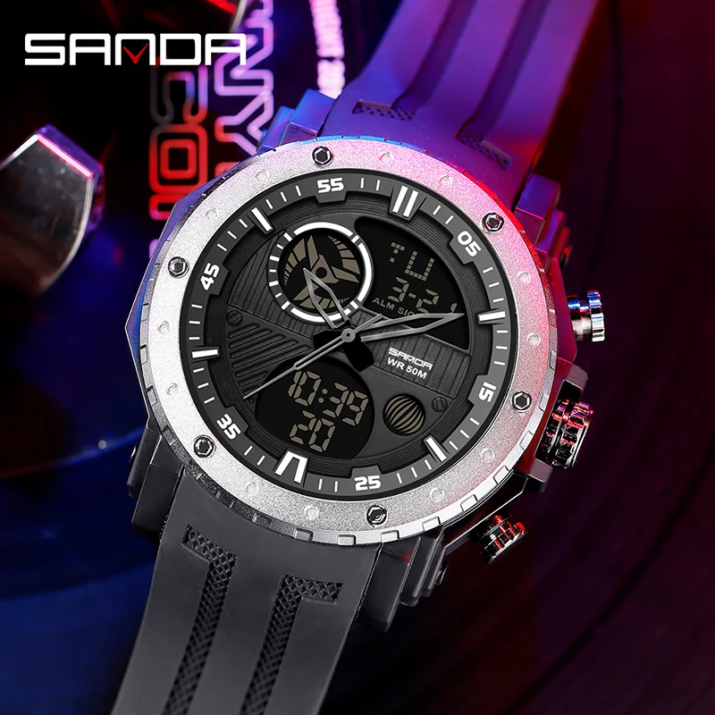 Часы наручные SANDA мужские электронные в стиле G Shock брендовые цифровые спортивные