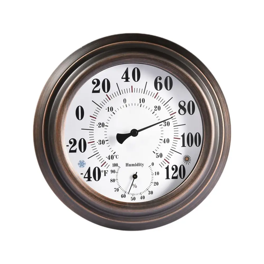 

Hygrometer 20CM Indoor Outdoor Thermometer Hygrometer Antique Painted Iron Shell Temperature and Humidity Measuring Instrument