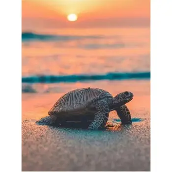 

Diamond Mosaic Round Drill 5D DIY Set Embroidery Turtle At Dusk Embroidery Handmade Art Kit Present