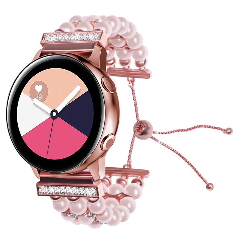 Myl-14k Women Wriststrap for Samsung Active 2 Galaxy Watch 41mm 42mm Diamond Strap Bead Band Gear Sport Huawei gt2 | Электроника