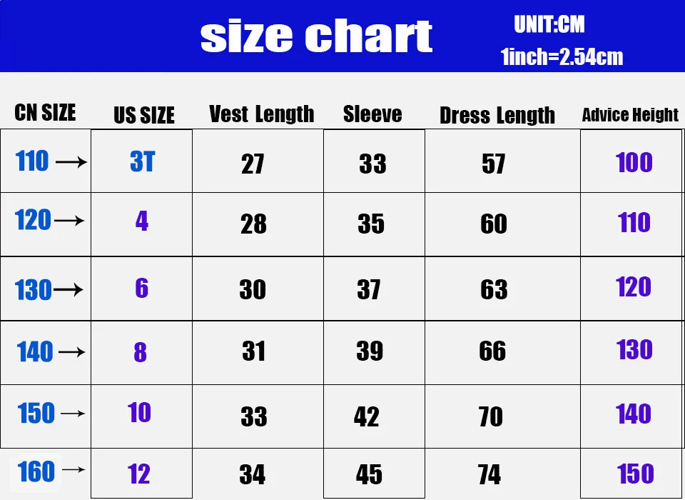 套装尺码表110-160-尺码偏小