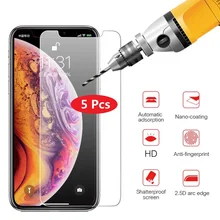 5PCS 9H Tempered Glass For iPhone 12 Mini X Xs Xr 11 Pro Max 7 8 6 6S Plus SE 2020 Screen Protector