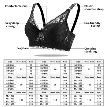 Plus Size bra sexy bralette crop top Underwear push up strapless bra bh lace Female bra Lingerie 2