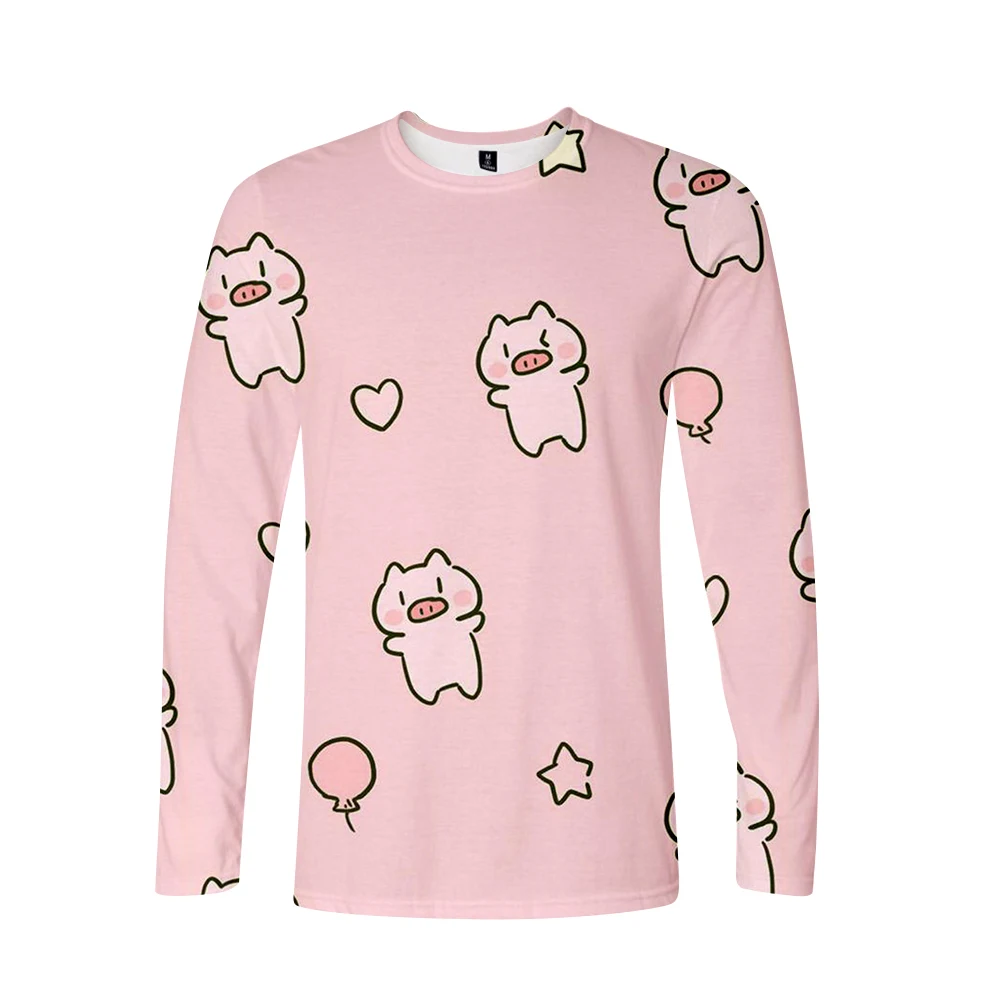 3D kawaii Свинья футболка с длинным рукавом kawaii Свинья футболка Новая мода Повседневная с длинным рукавом мужская wo Мужская футболка