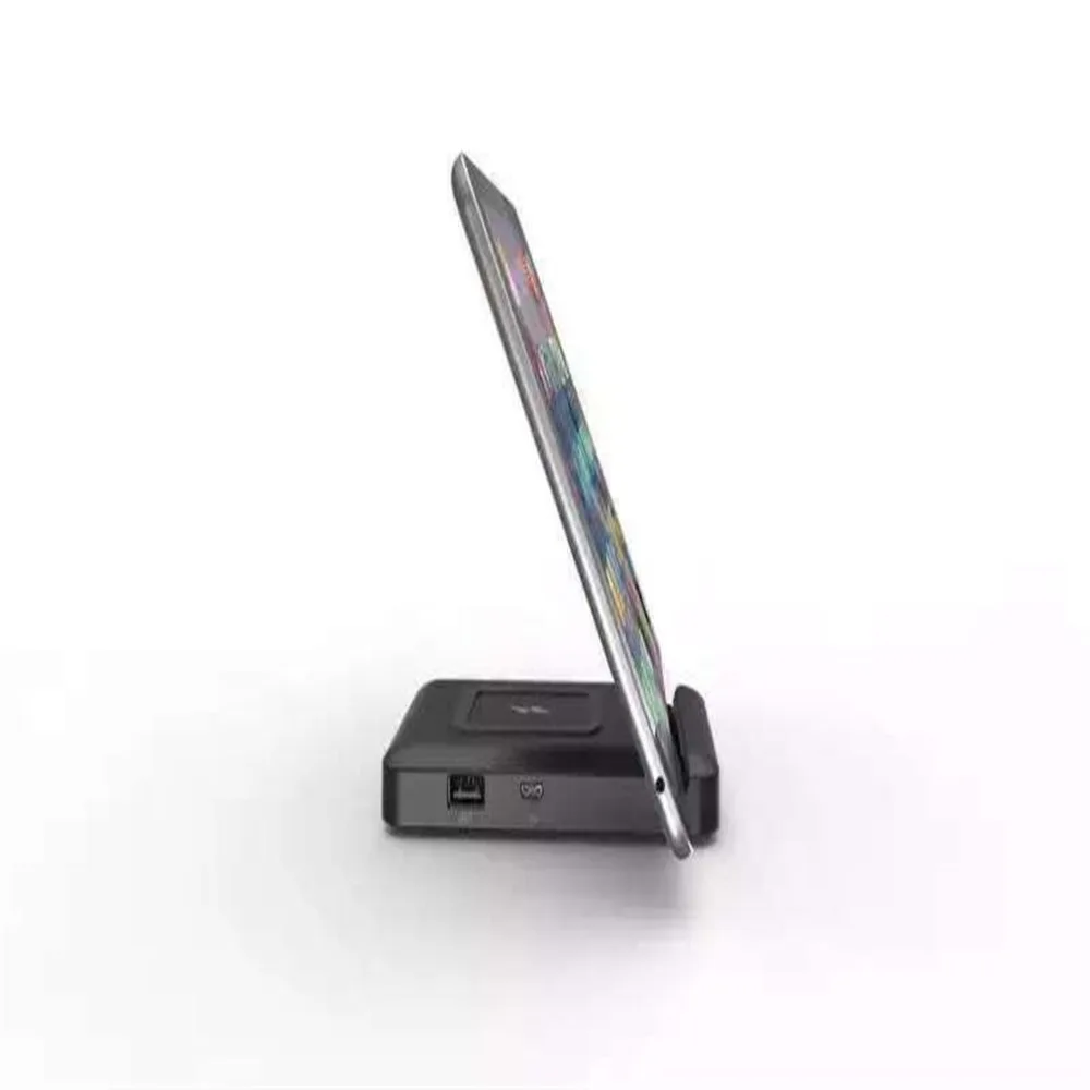 Пластик G900 3 в 1 4000 мАч двойной usb порт банк питания Qi Беспроводное зарядное устройство с подставкой Держатель для мобильного телефона планшета