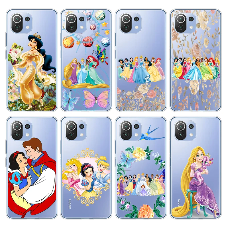 Disney Princess Flowers Soft Silicone Cover For Xiaomi Mi Note 11 11i 10i 10T 10 9 9T SE 8 Lite Pro Ultra Shockproof Phone Case | Мобильные