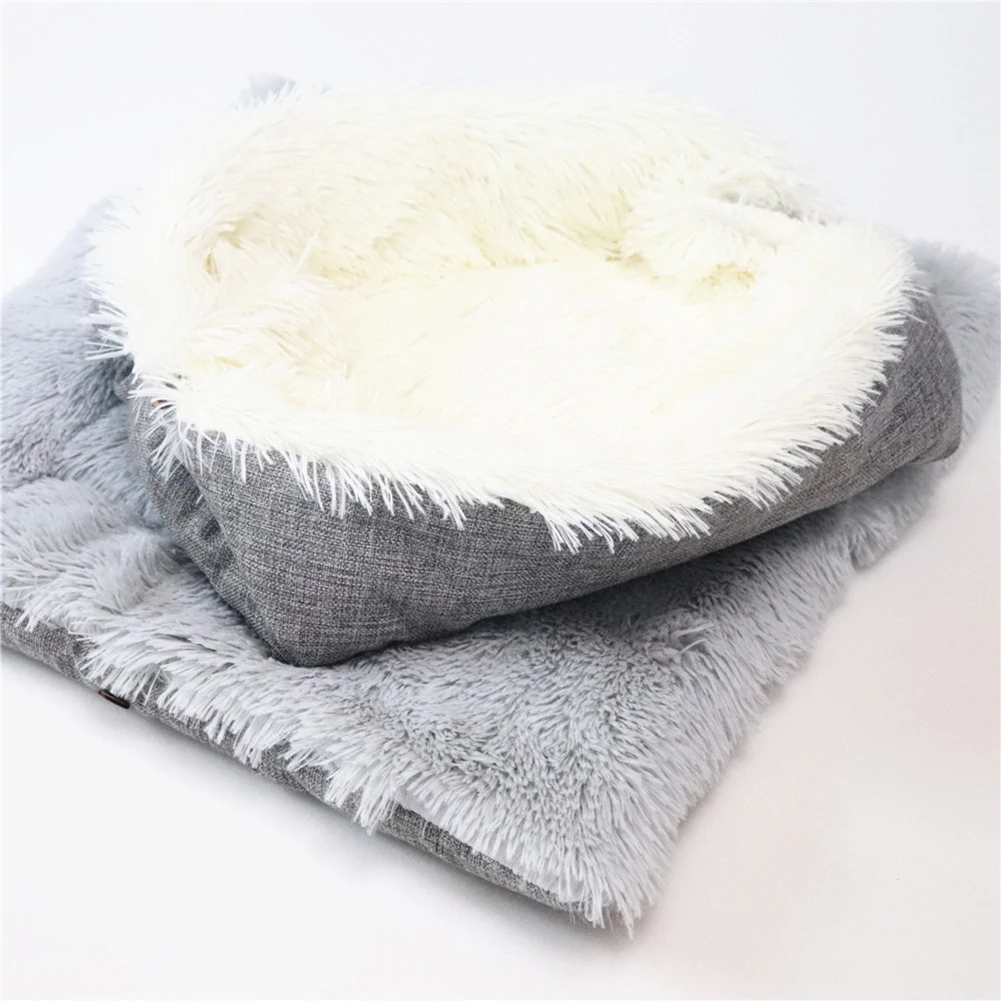Soft Cat Bed Washable Long Plush Pet Bed Kennel Round Dog House Cat Bed For Cats Bed Cushion Big Large Mat Bench Pets Supplies