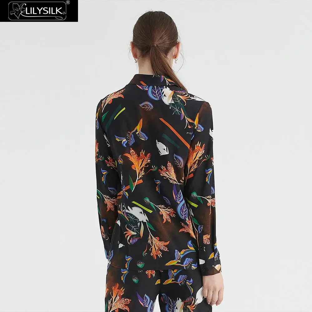 LilySilk шелковая рубашка с принтом, Женская распродажа