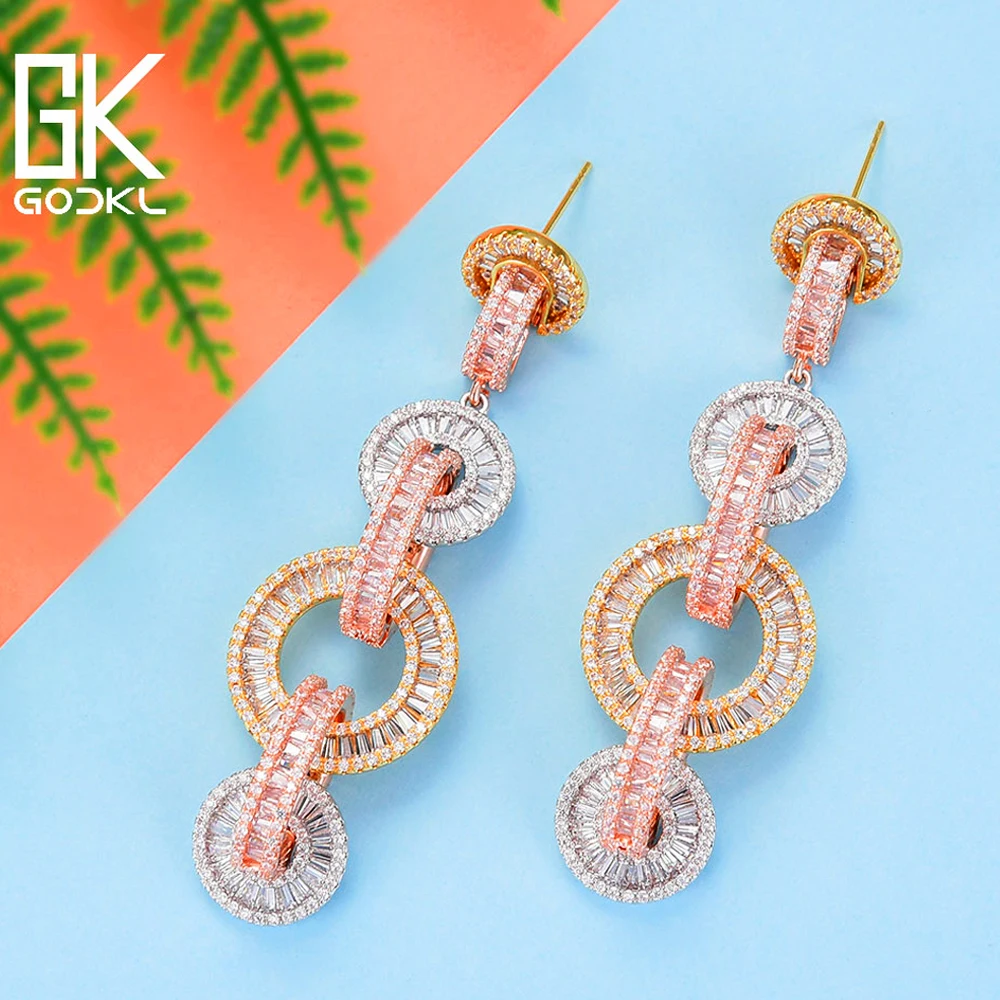 GODKI Luxury Cubic Zircon Crystal CZ Nigerian Long Dangle Earring For Women African Bridal aretes de mujer modernos 2018 | Украшения и