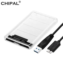 CHIPAL прозрачный 2,5 дюймовый HDD SSD чехол Sata для USB 3,0 адаптер бесплатно 5 Гбит/с Корпус жесткого диска Поддержка 2 ТБ UASP протокол
