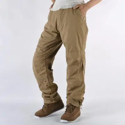 Khaki Summer Мужские грузовые штаны, Мешковатые повседневные хлопковые свободные прямые мужские брюки для бега, длинные брюки для бега в стиле хип-хоп, мужские брюки размера плюс XXXL - Цвет: Khaki Summer