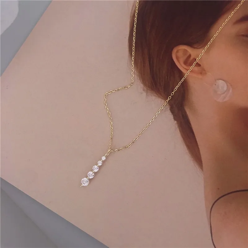 925 Sterling Silver French Simple Crystal Pendant Clavicle Chain Necklace Women Light Luxury Temperament Wedding Jewelry Gift - Image 5