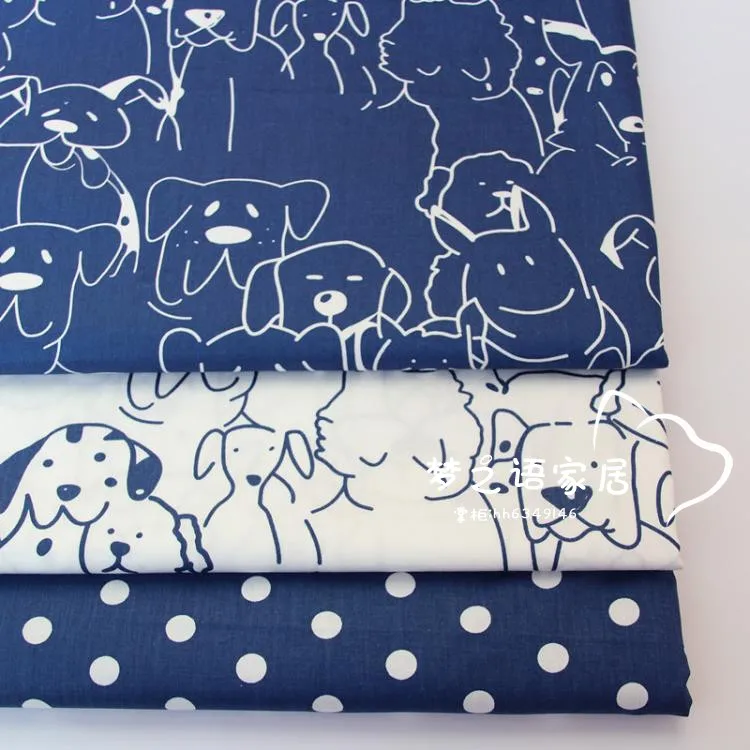 160 см* 50 см темно-синий горошек собака хлопок ткань комплект кровати «сделай сам» стеганое платье Лоскутная Ткань Дети ручной работы штора Декор ткань