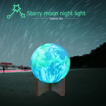 

3D Print Star Moon Lamp Classic Texture Creative Delicate Design Chic Colorful Change Touch Remote Control Decor Night Light